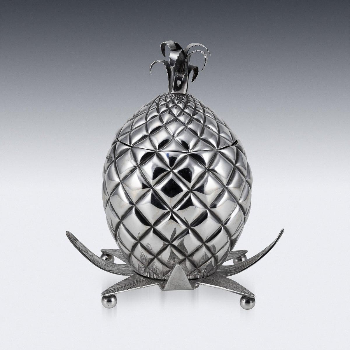 20th Century Antique 19th Century Victorian Solid Silver Pineapple Sugar Bowl & Sifter c.1877 For Sale