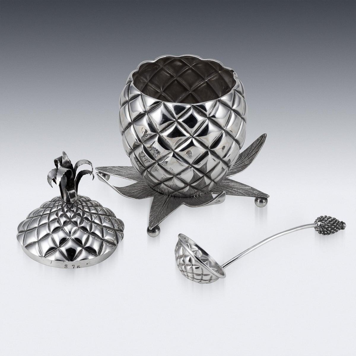 Antique 19th Century Victorian Solid Silver Pineapple Sugar Bowl & Sifter c.1877 For Sale 1