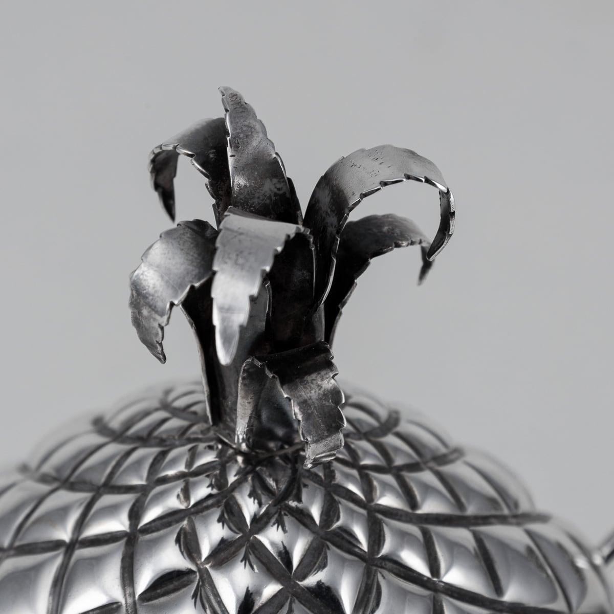 Antique 19th Century Victorian Solid Silver Pineapple Sugar Bowl & Sifter c.1877 For Sale 2