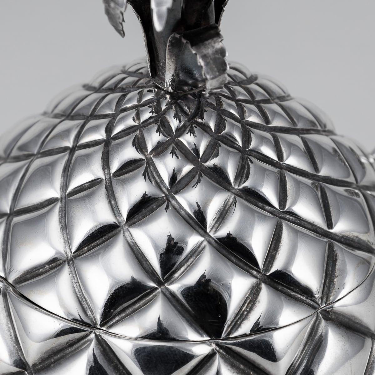 Antique 19th Century Victorian Solid Silver Pineapple Sugar Bowl & Sifter c.1877 For Sale 3