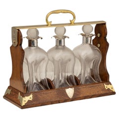 Antico set Tantalus in argento massiccio vittoriano del XIX secolo, Betjemann's 1897 ca.