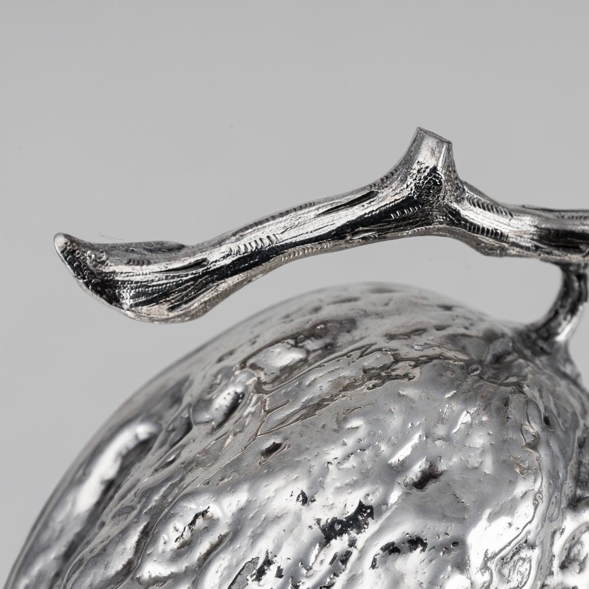 Antica zuccheriera in argento massiccio vittoriana del XIX secolo a forma di noce, 1886 ca. in vendita 5