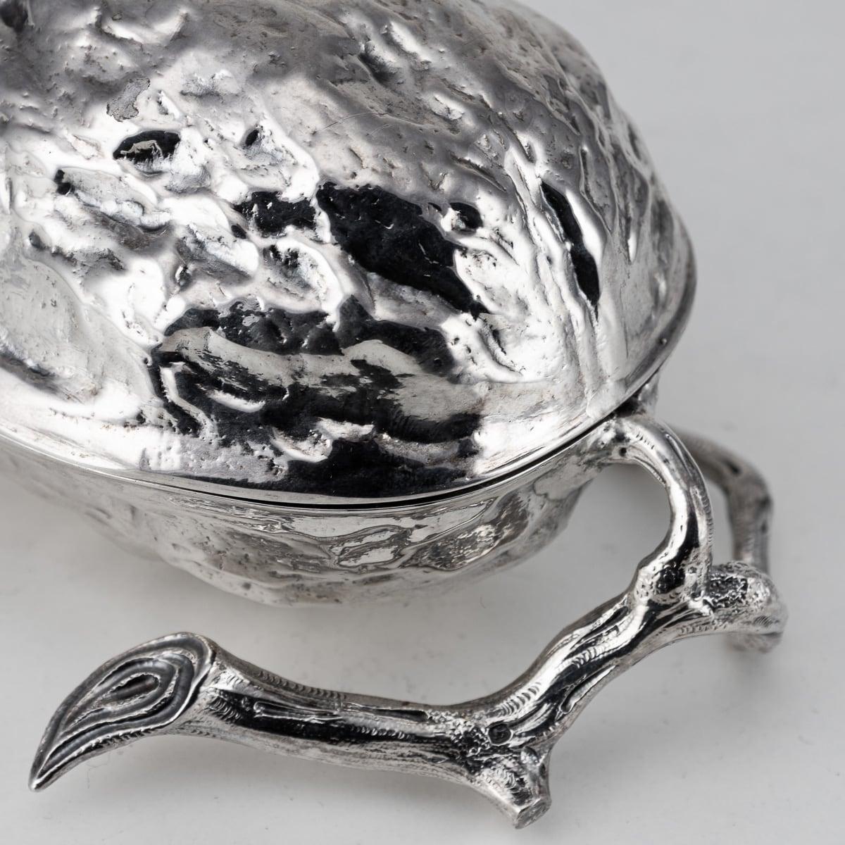 Antica zuccheriera in argento massiccio vittoriana del XIX secolo a forma di noce, 1886 ca. in vendita 7