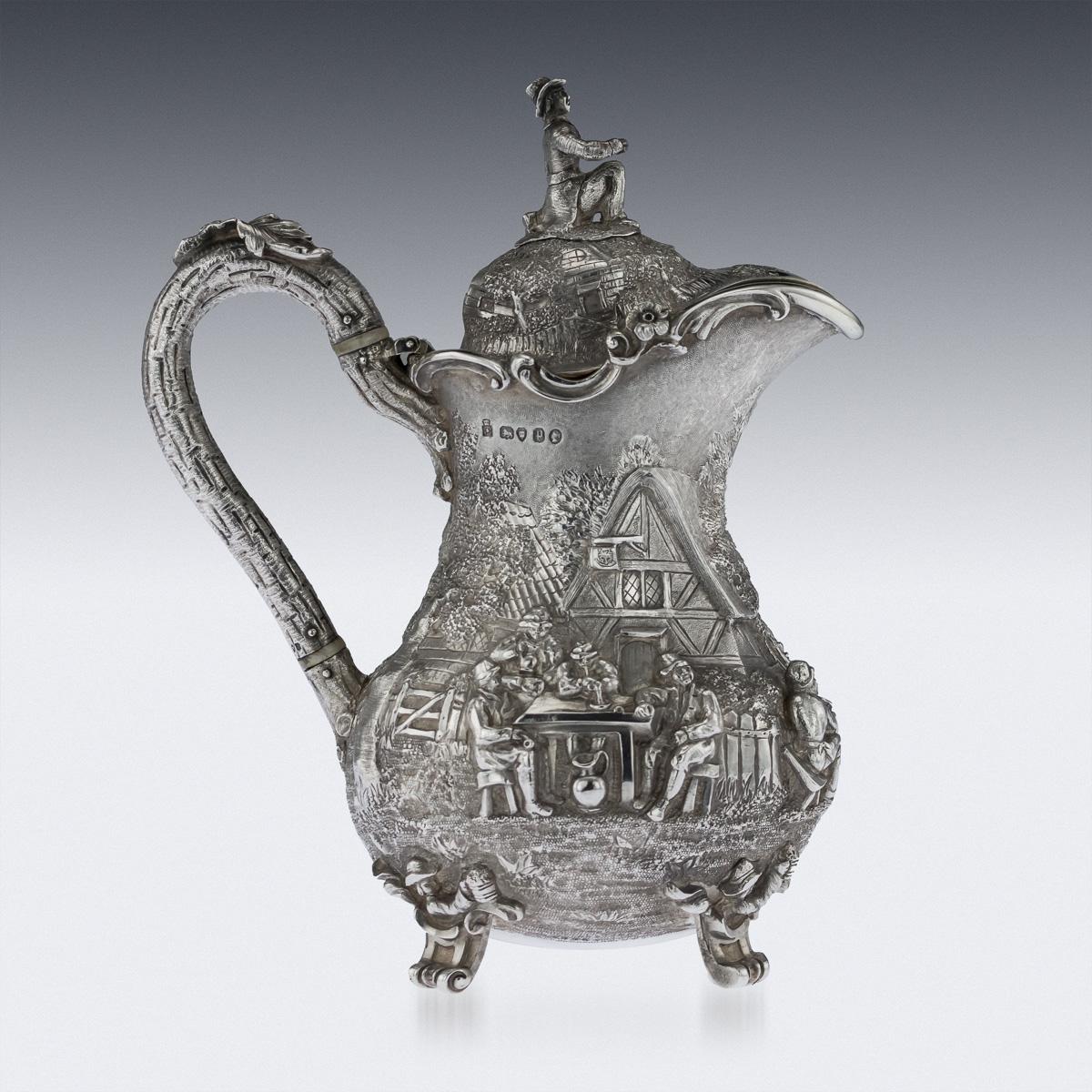 English Antique 19th Century Victorian Solid Silver Water Jug, Hunt & Roskell