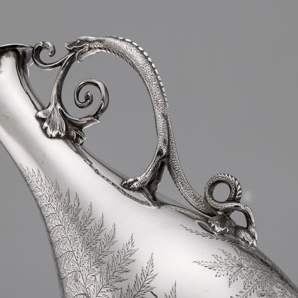 Ancienne aiguière à vin victorienne en argent massif du 19e siècle, Elkington & Co c.1874 en vente 4