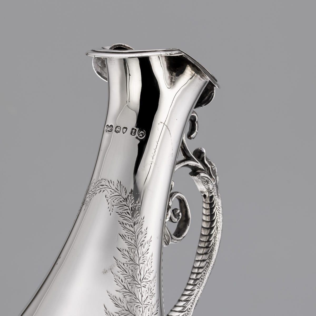 Ancienne aiguière à vin victorienne en argent massif du 19e siècle, Elkington & Co c.1874 en vente 6