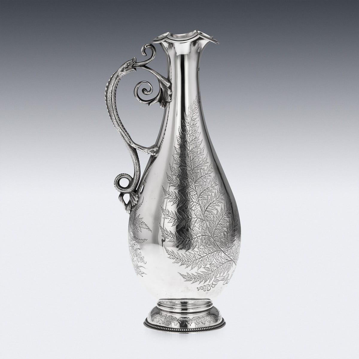 Ancienne aiguière à vin victorienne en argent massif du 19e siècle, Elkington & Co c.1874 Bon état - En vente à Royal Tunbridge Wells, Kent