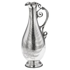 Antique 19th Century Victorian Solid Silver Wine Ewer, Elkington & Co c.1874
