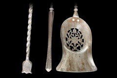 Antique 19th Century Victorian Steel Fire Irons