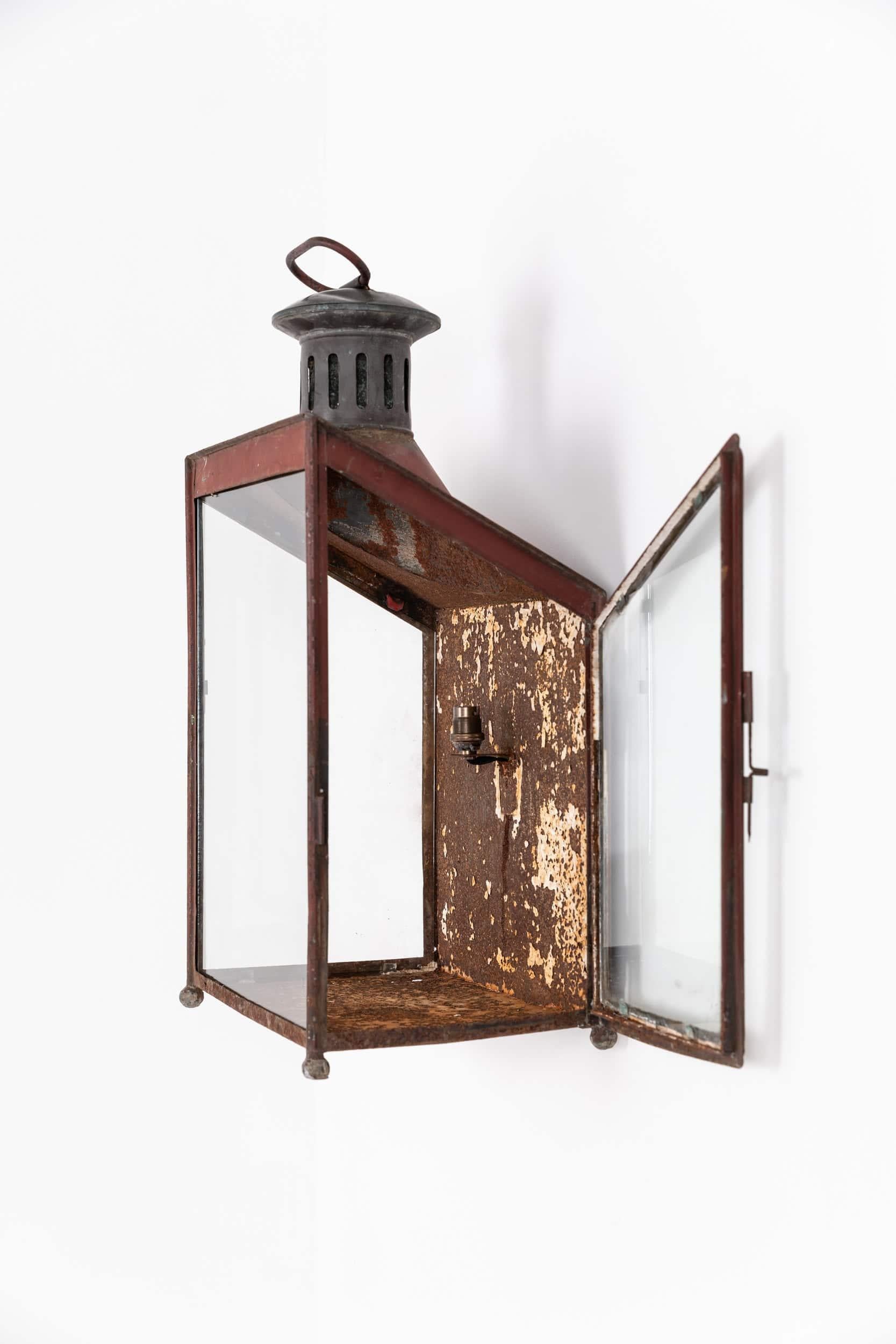 Antique 19th Century Victorian Toleware Painted Metal Railway Lantern, C.1880 1