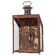 Antique 19th Century Victorian Toleware Painted Metal Railway Lantern, C.1880