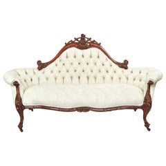 Antique 19th Century Victorian Walnut Carved Sofa