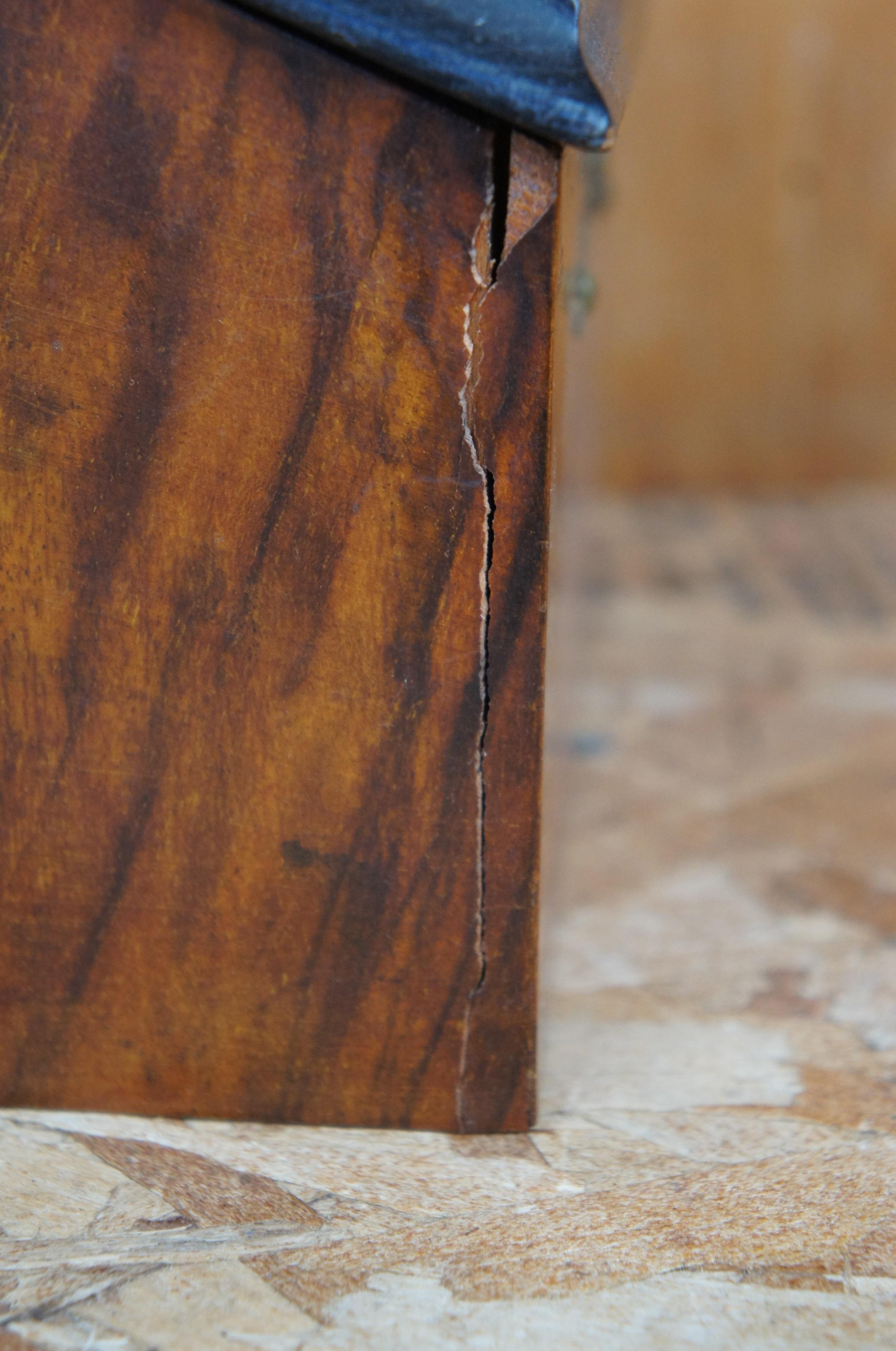 Antique 19th Century Victorian Walnut Double Inkwell Desk Letter Box Stand 5