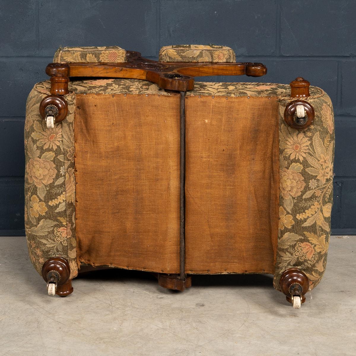 A.I.C C Ancienne chaise Pullman réversible en noyer du 19e siècle de l'époque victorienne c.1860 en vente 3
