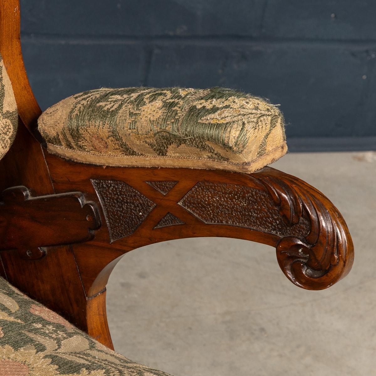 A.I.C C Ancienne chaise Pullman réversible en noyer du 19e siècle de l'époque victorienne c.1860 en vente 9