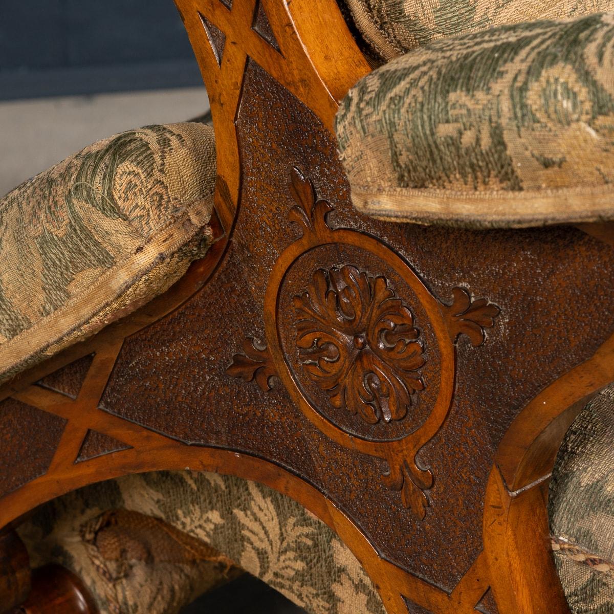 A.I.C C Ancienne chaise Pullman réversible en noyer du 19e siècle de l'époque victorienne c.1860 en vente 11
