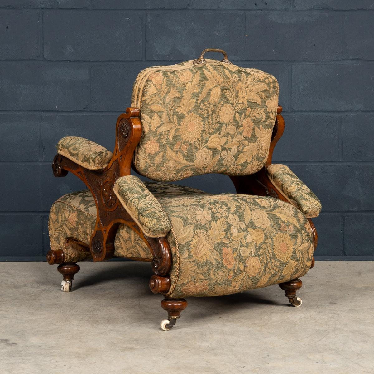 Victorien A.I.C C Ancienne chaise Pullman réversible en noyer du 19e siècle de l'époque victorienne c.1860 en vente