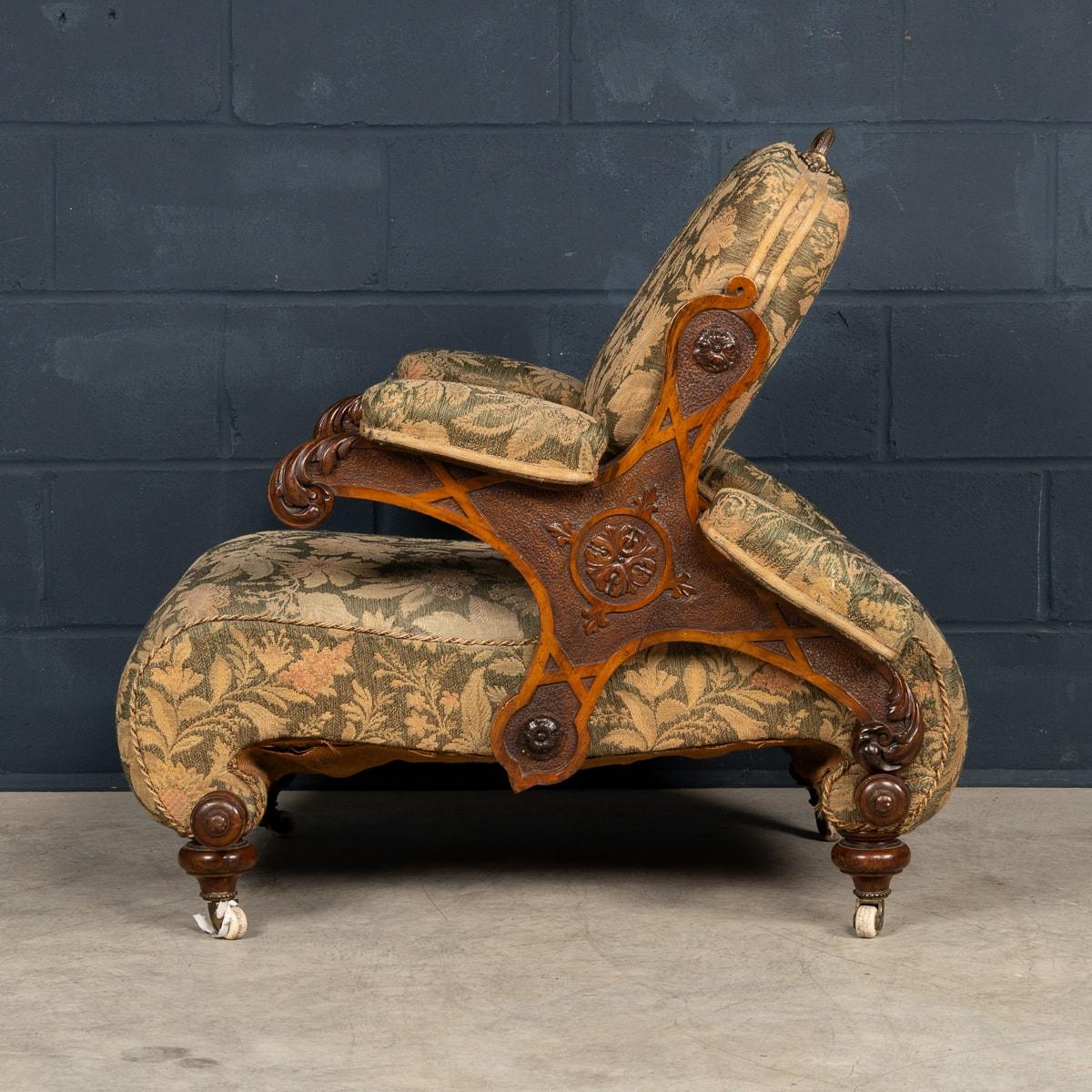 Britannique A.I.C C Ancienne chaise Pullman réversible en noyer du 19e siècle de l'époque victorienne c.1860 en vente