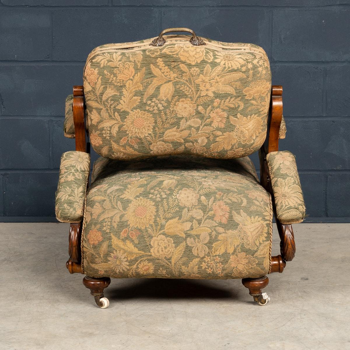 A.I.C C Ancienne chaise Pullman réversible en noyer du 19e siècle de l'époque victorienne c.1860 en vente 1