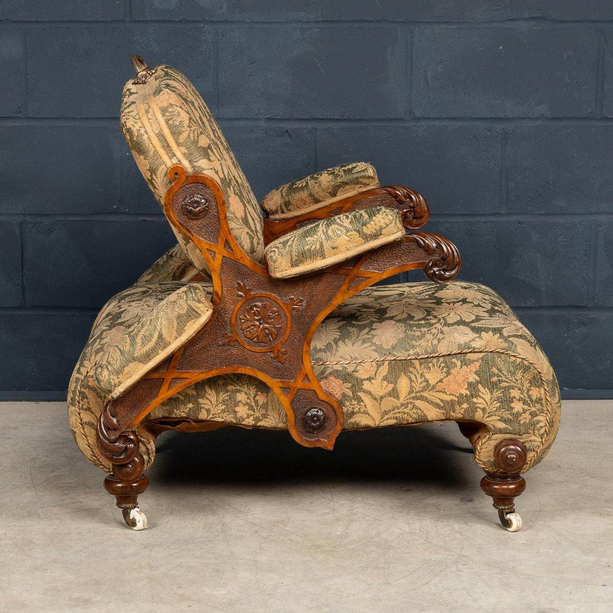 A.I.C C Ancienne chaise Pullman réversible en noyer du 19e siècle de l'époque victorienne c.1860 en vente 2