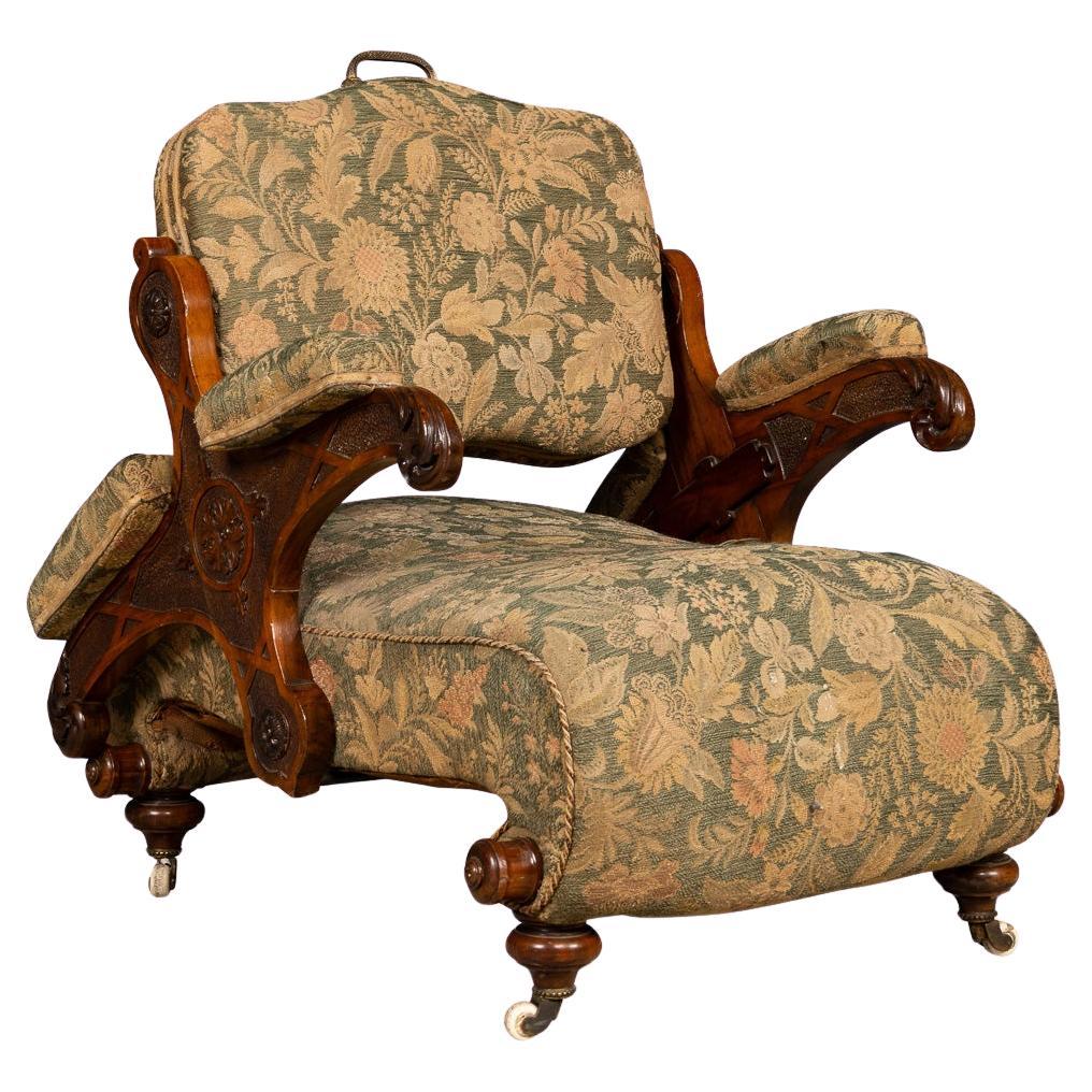 A.I.C C Ancienne chaise Pullman réversible en noyer du 19e siècle de l'époque victorienne c.1860