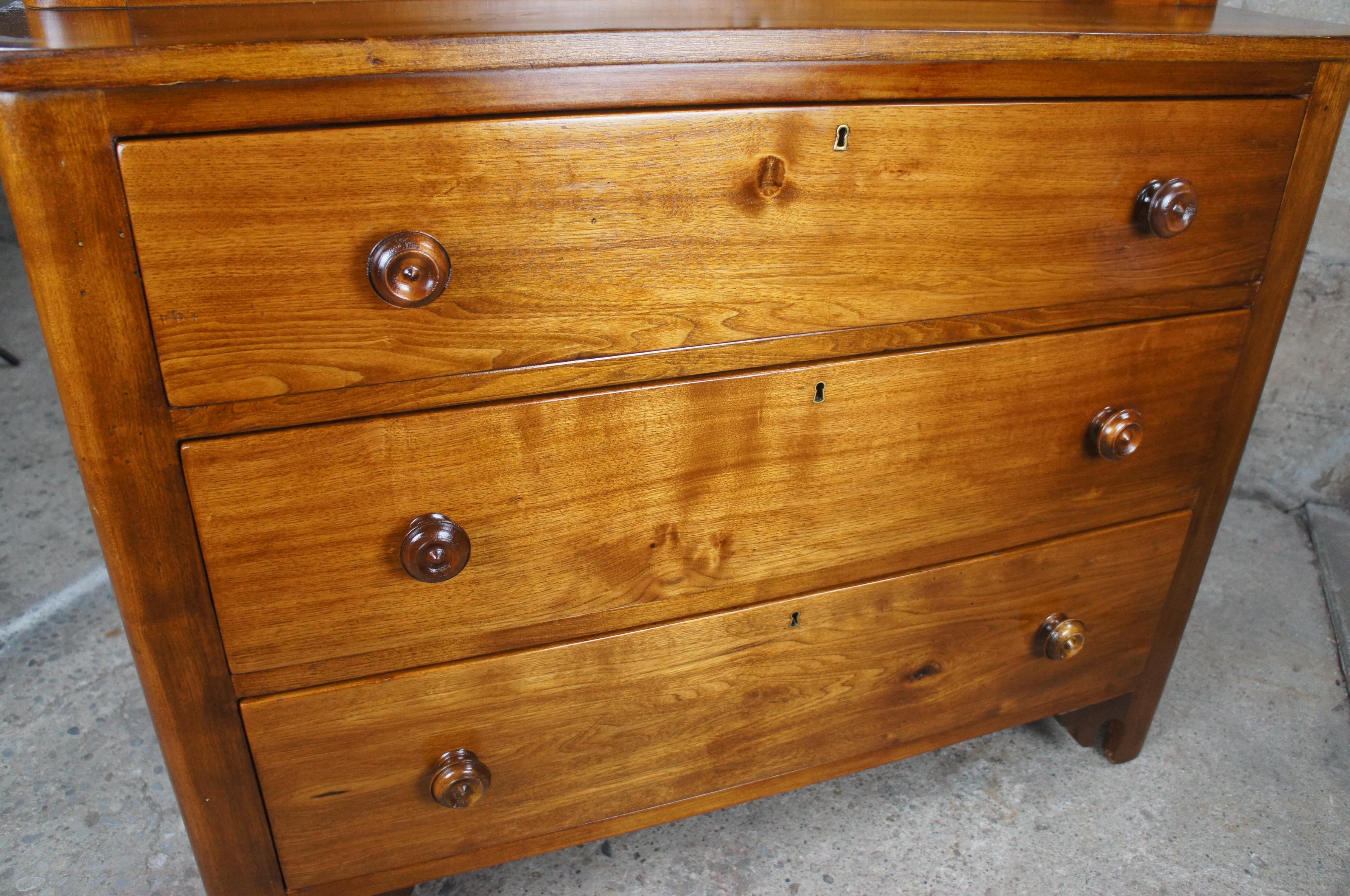 Antique 19th Century Victorian Walnut Step Back Dresser Glovebox Drawers Chest 7