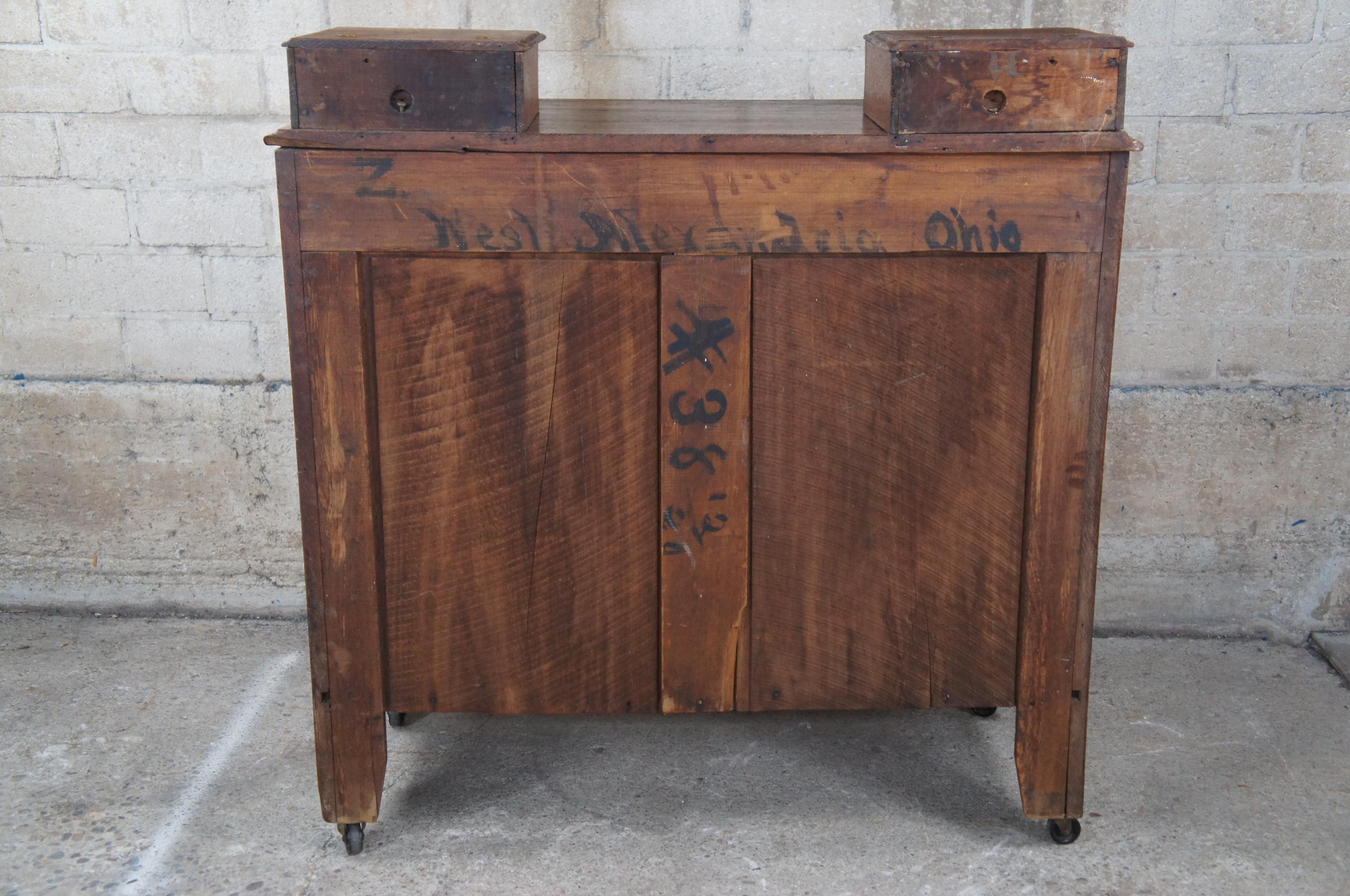 Antique 19th Century Victorian Walnut Step Back Dresser Glovebox Drawers Chest 4