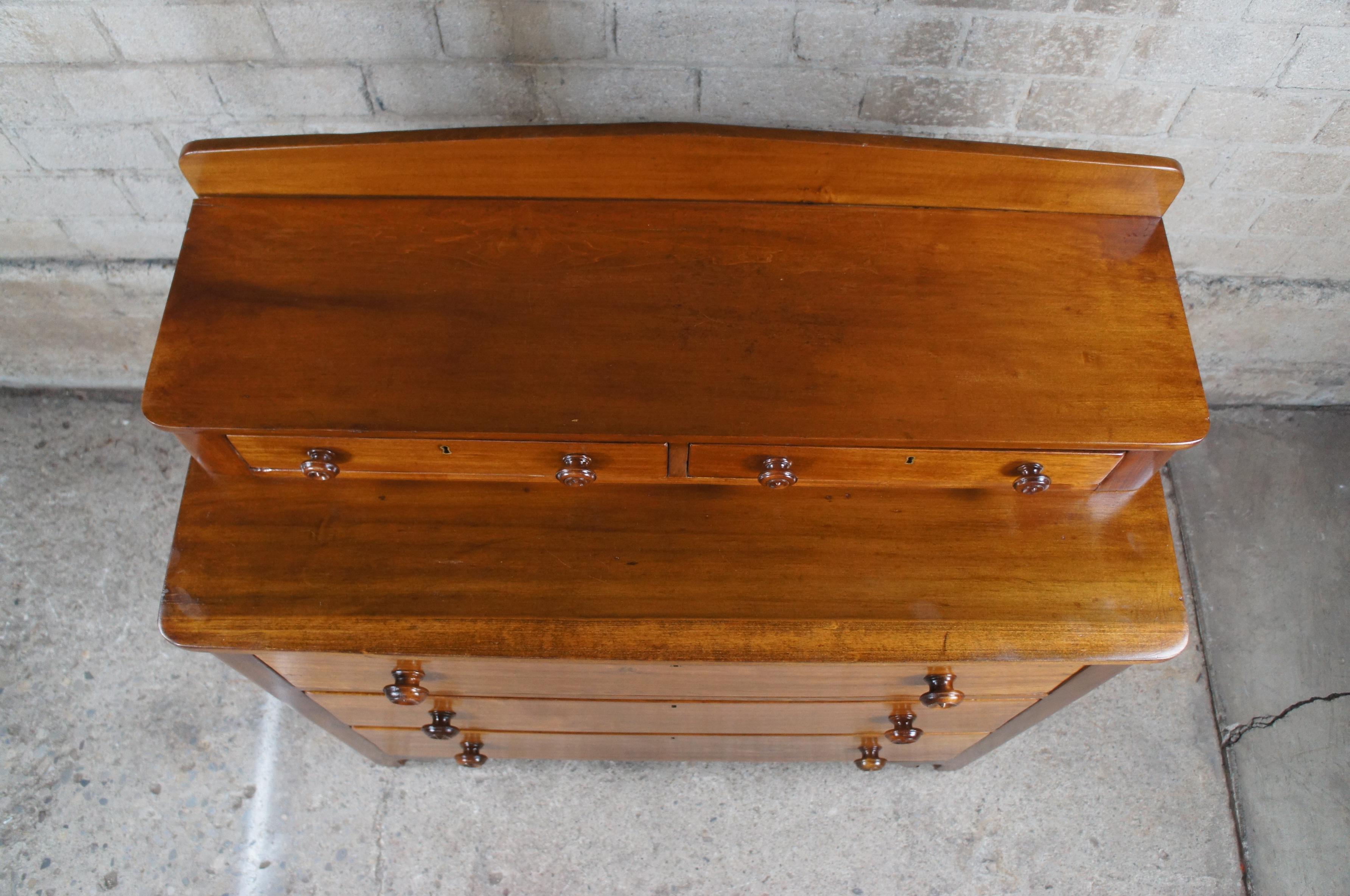 Late 19th Century Antique 19th Century Victorian Walnut Step Back Dresser Glovebox Drawers Chest