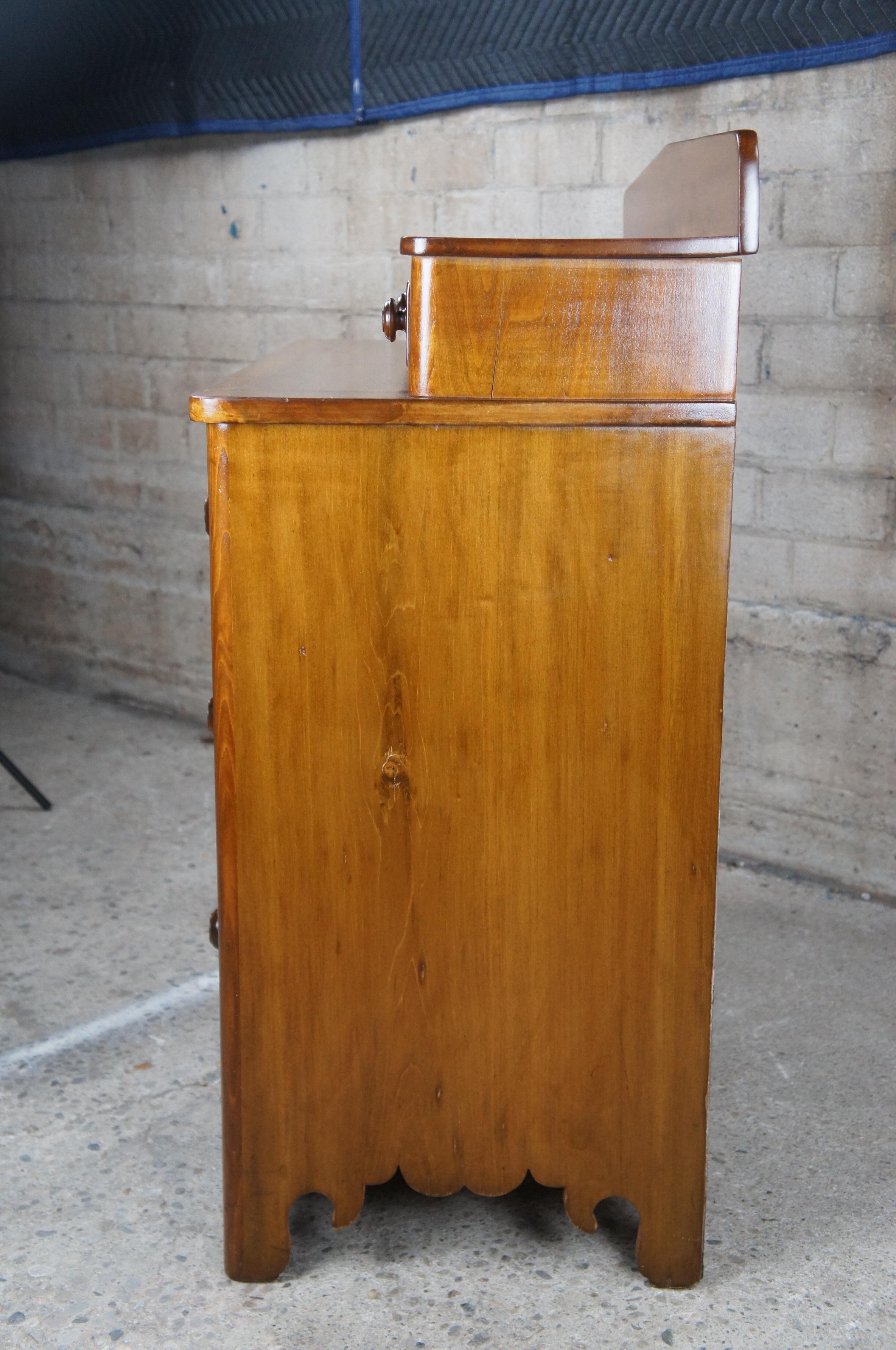 Antique 19th Century Victorian Walnut Step Back Dresser Glovebox Drawers Chest 3