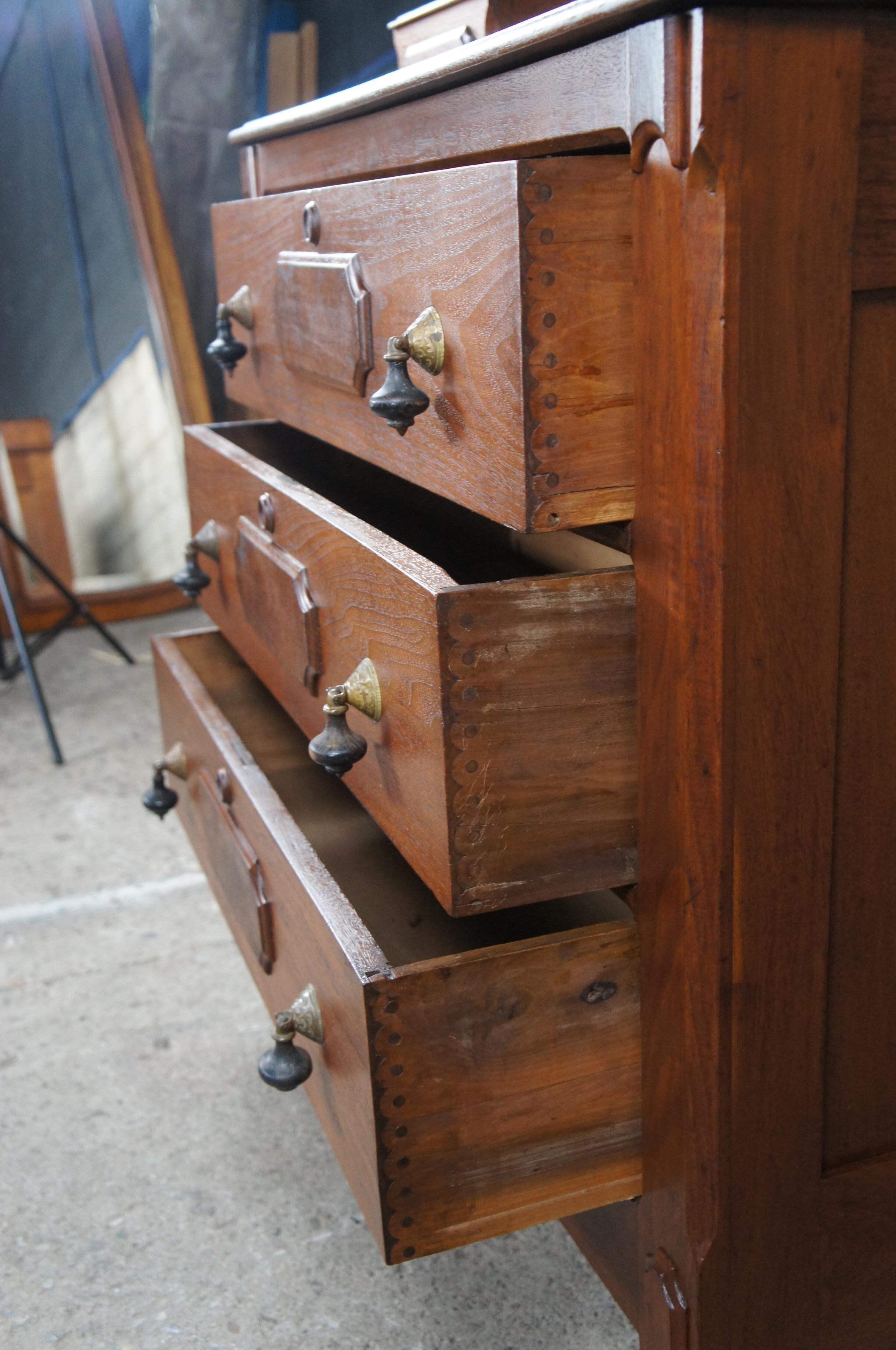 Late 19th Century Antique 19th Century Victorian Walnut Step Back Dresser Glovebox Drawers Chest