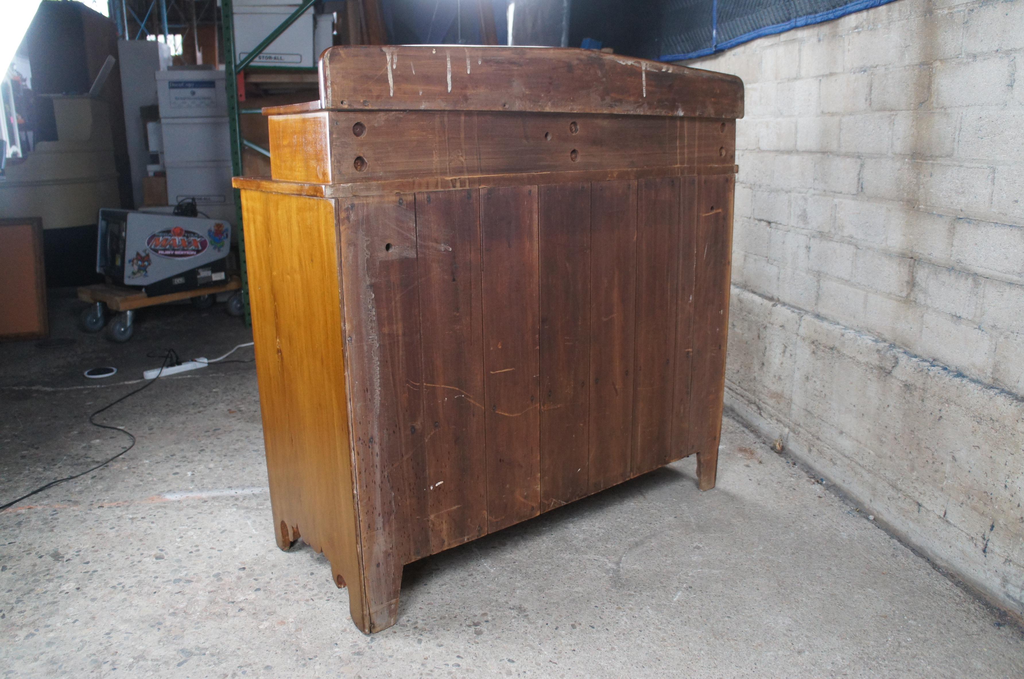 Antique 19th Century Victorian Walnut Step Back Dresser Glovebox Drawers Chest 4