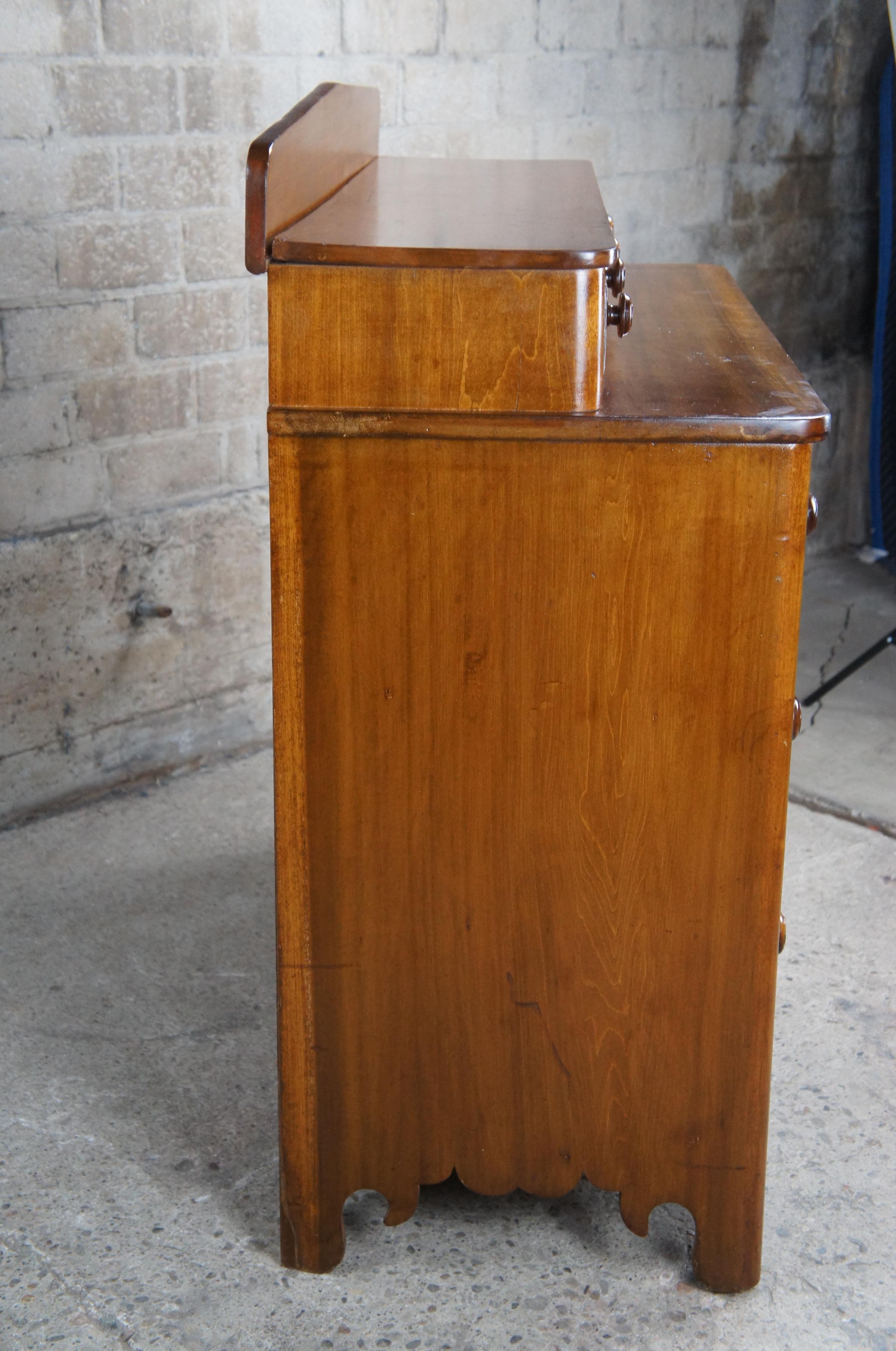 Antique 19th Century Victorian Walnut Step Back Dresser Glovebox Drawers Chest 5