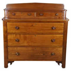Used 19th Century Victorian Walnut Step Back Dresser Glovebox Drawers Chest