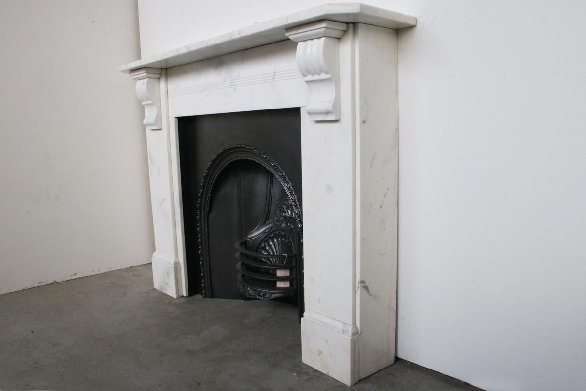 Early Victorian Antique 19th Century Victorian White Marble Fireplace Surround