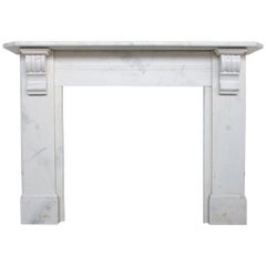 Antique 19th Century Victorian White Marble Fireplace Surround