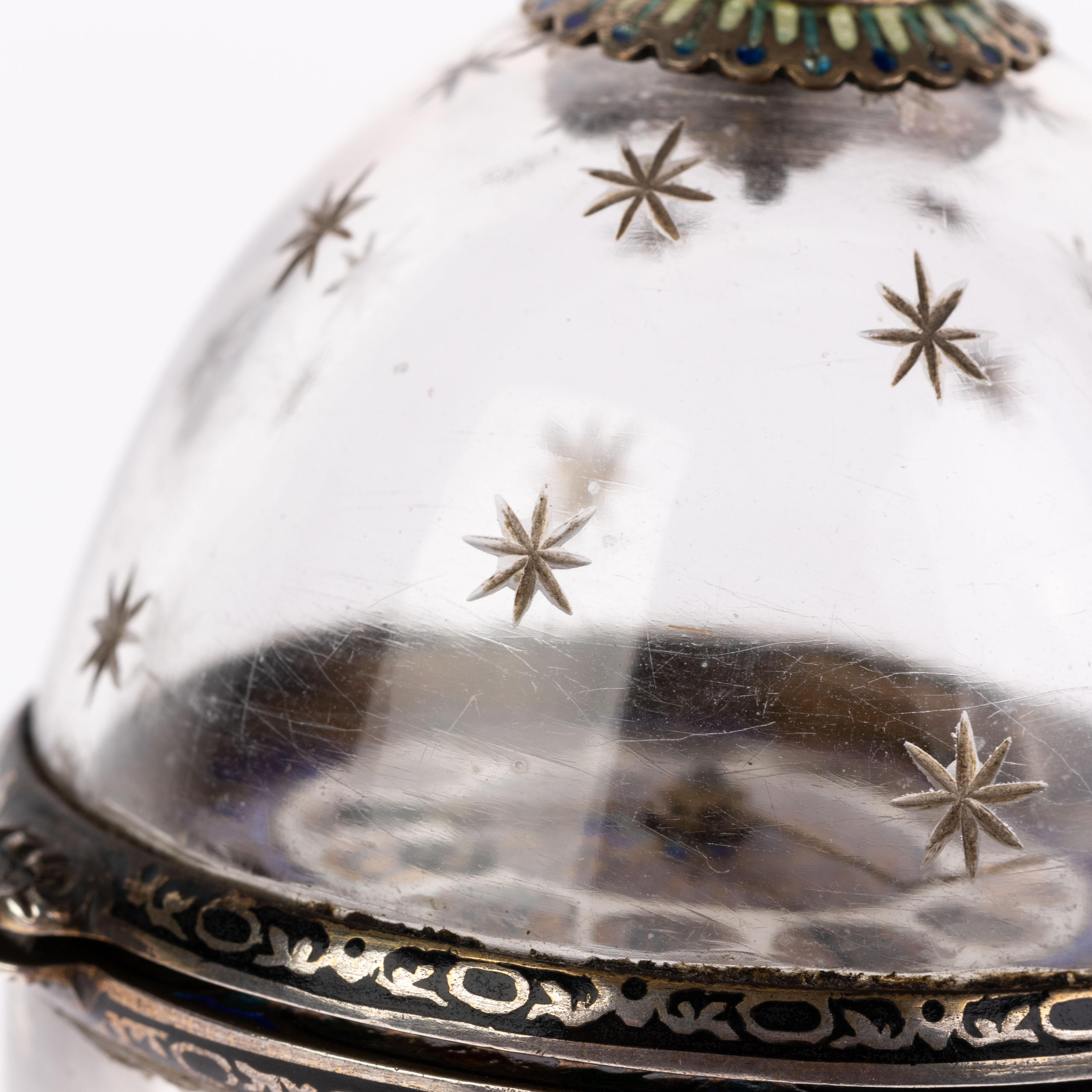 Antique 19th Century Viennese Austrian Enamel & Silver Rock Crystal Desk Clock For Sale 12