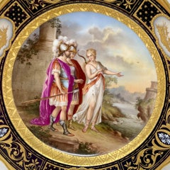 Antique 19th Century Viennese Cobalt & Gold Porcelain Cabinet Plate of "Thetis."