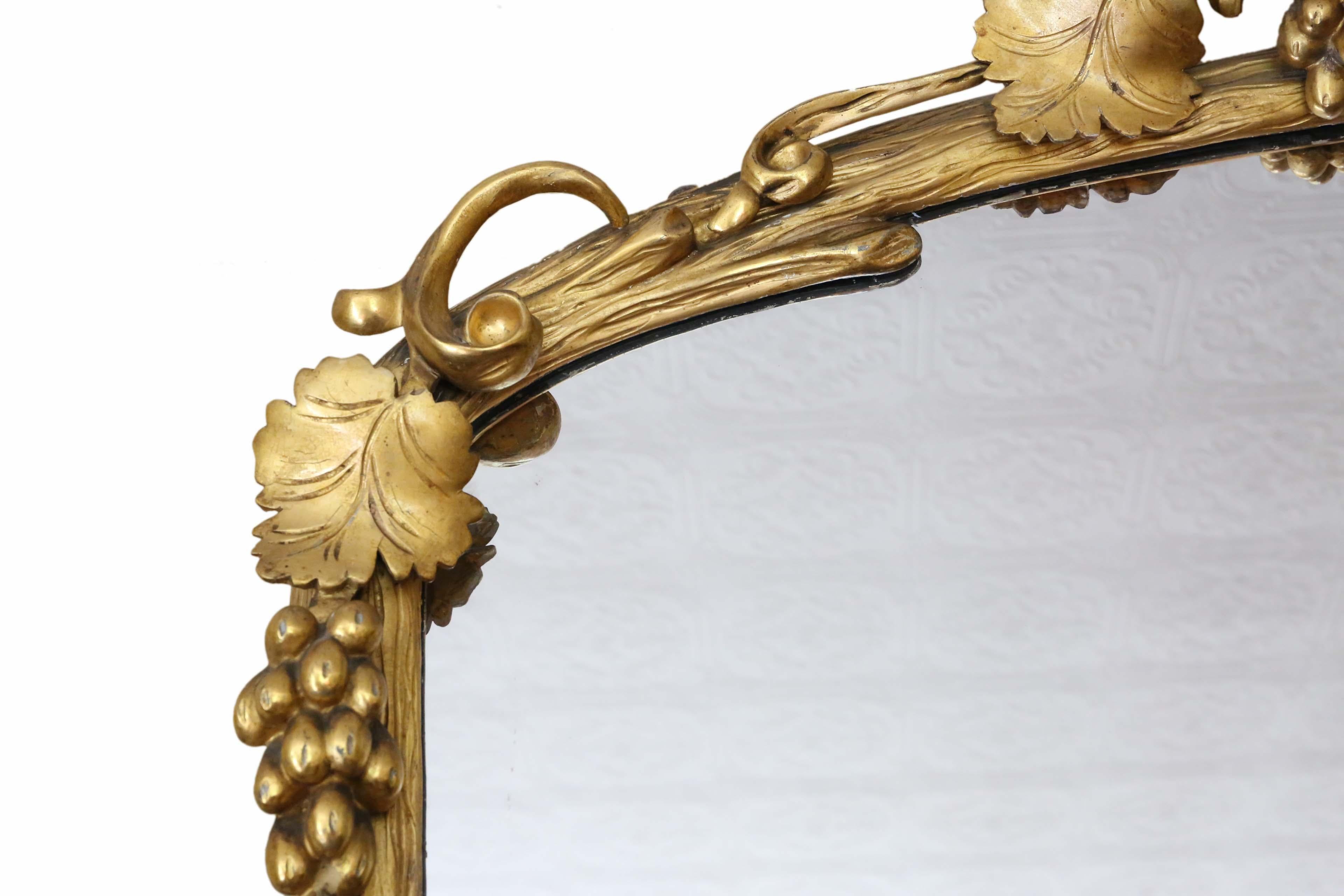 Antique 19th Century Vine Gilt Overmantel Wall Mirror Very Large Fine Quality In Good Condition In Wisbech, Cambridgeshire