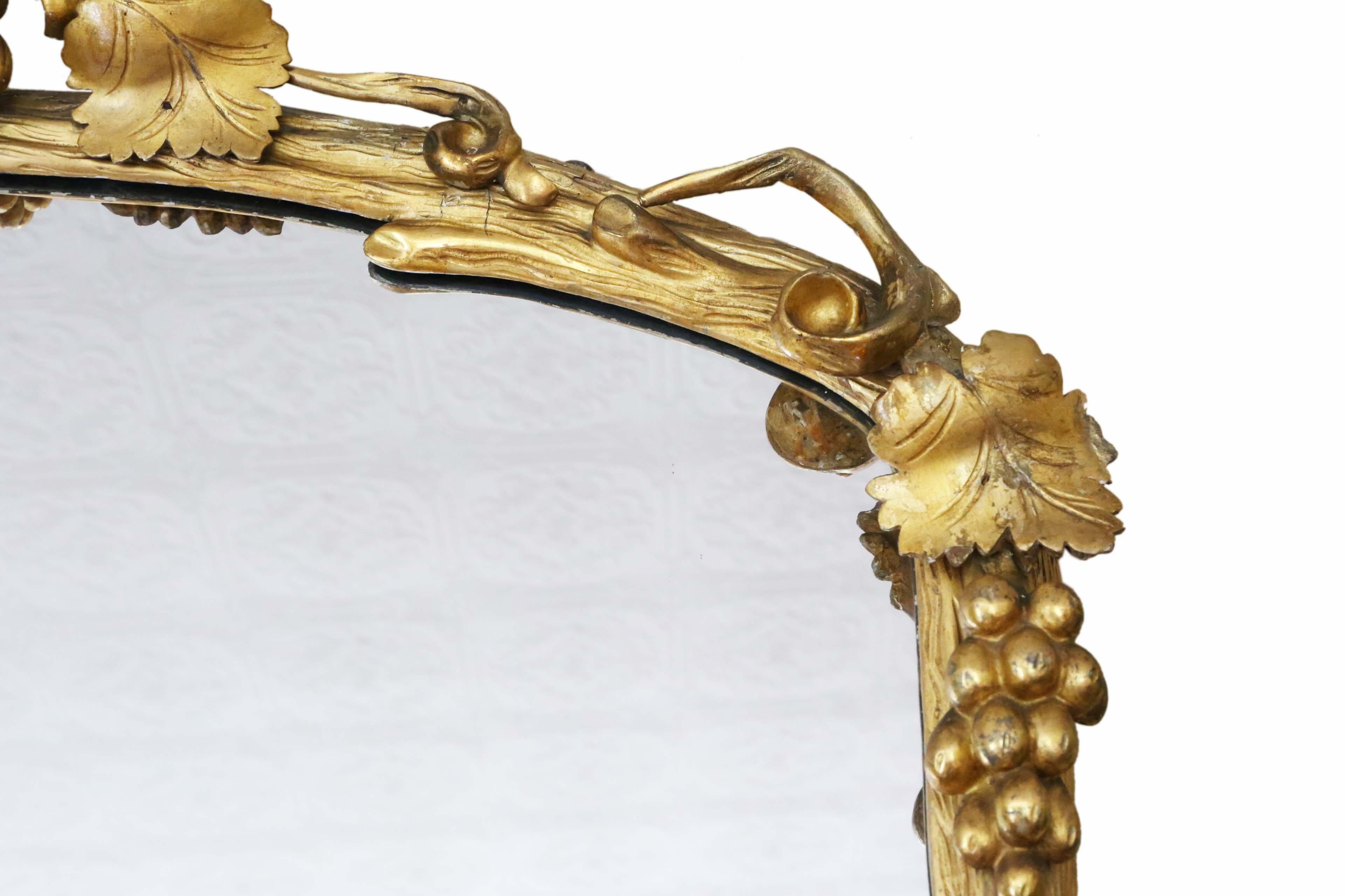 Giltwood Antique 19th Century Vine Gilt Overmantel Wall Mirror Very Large Fine Quality