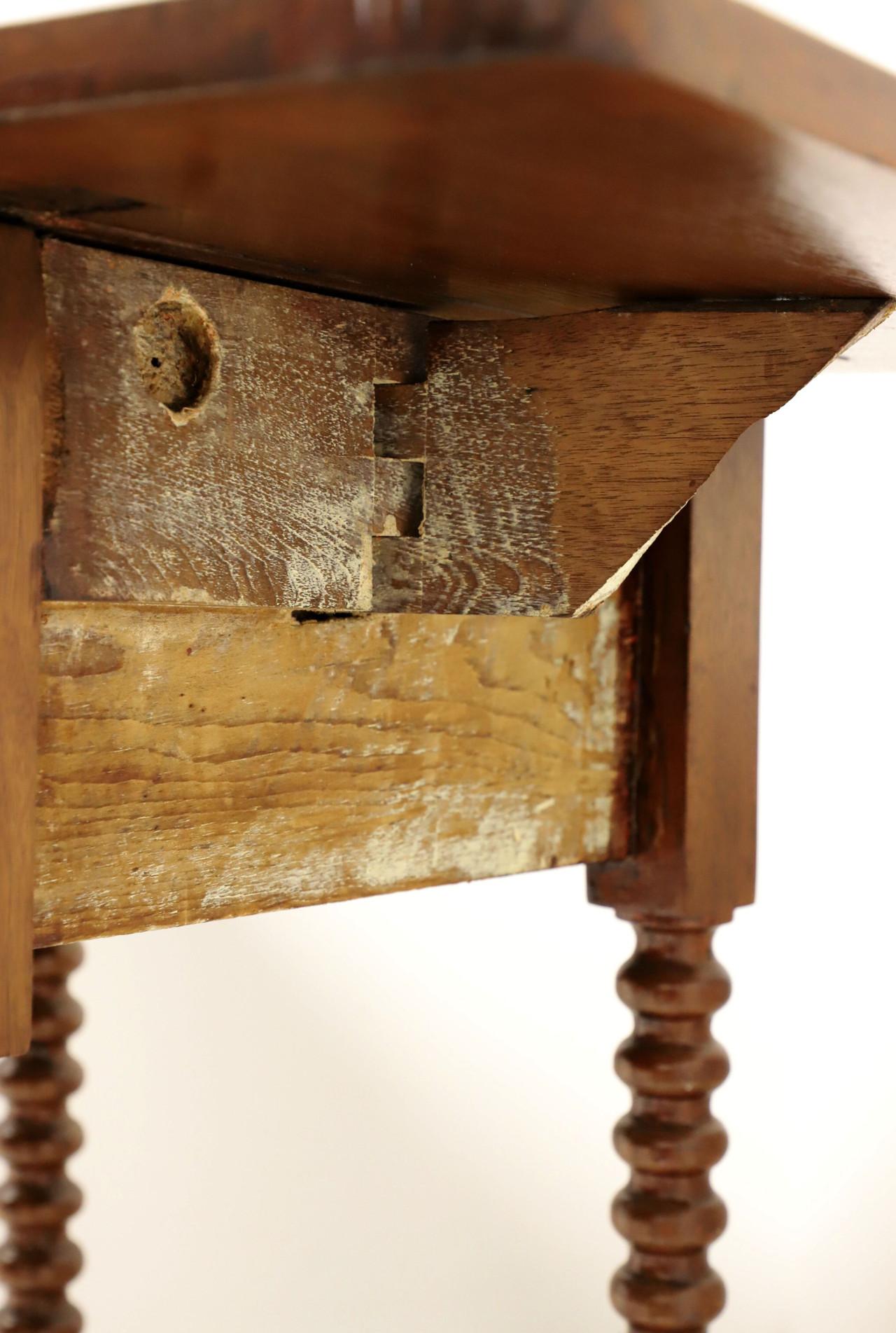 Antique 19th Century Walnut Two Drawer DropLeaf Side Table with Bobbin