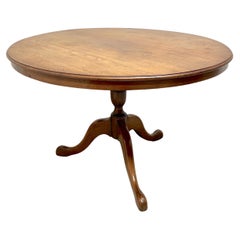 Antique 19th Century Walnut Round Tilt-Top Dining Table w/ Tripod Pedestal Base