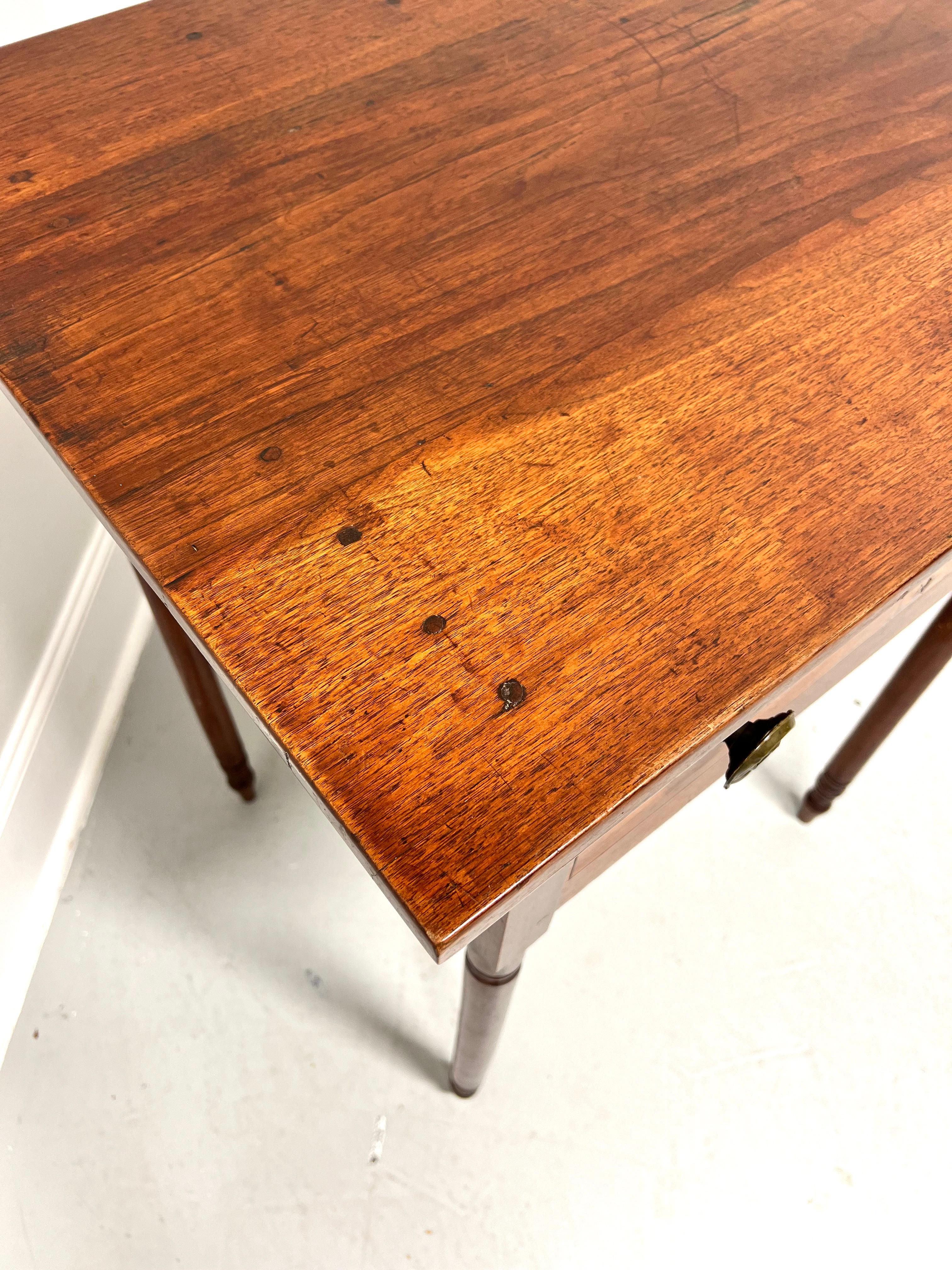 Antique 19th Century Walnut Single Drawer Accent Table on Turned Legs For Sale 2