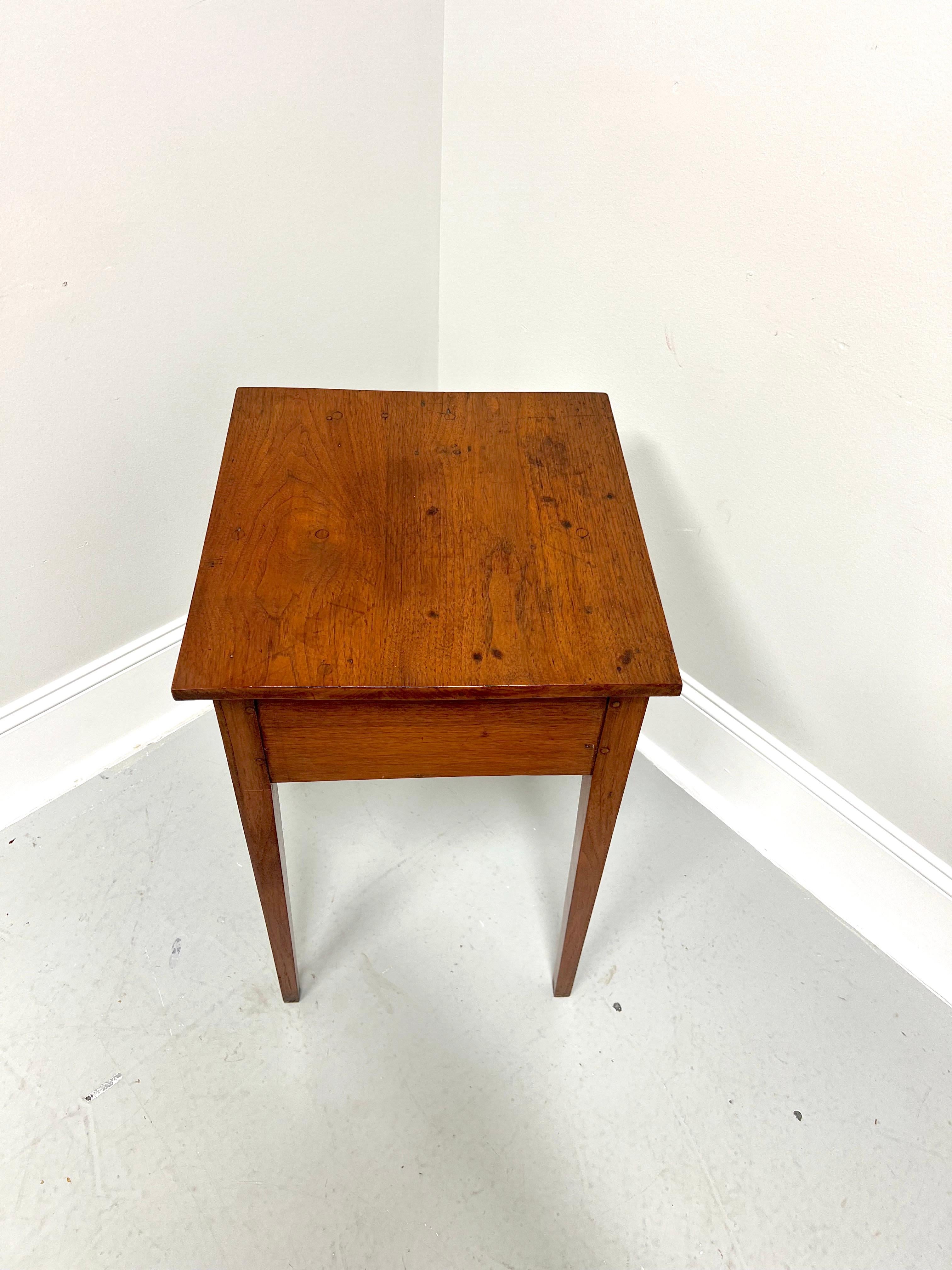 Antique 19th Century Walnut Single Drawer Side Table with Tapered Legs In Good Condition In Charlotte, NC
