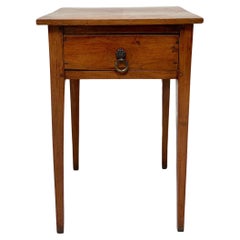 Antique 19th Century Walnut Single Drawer Side Table with Tapered Legs