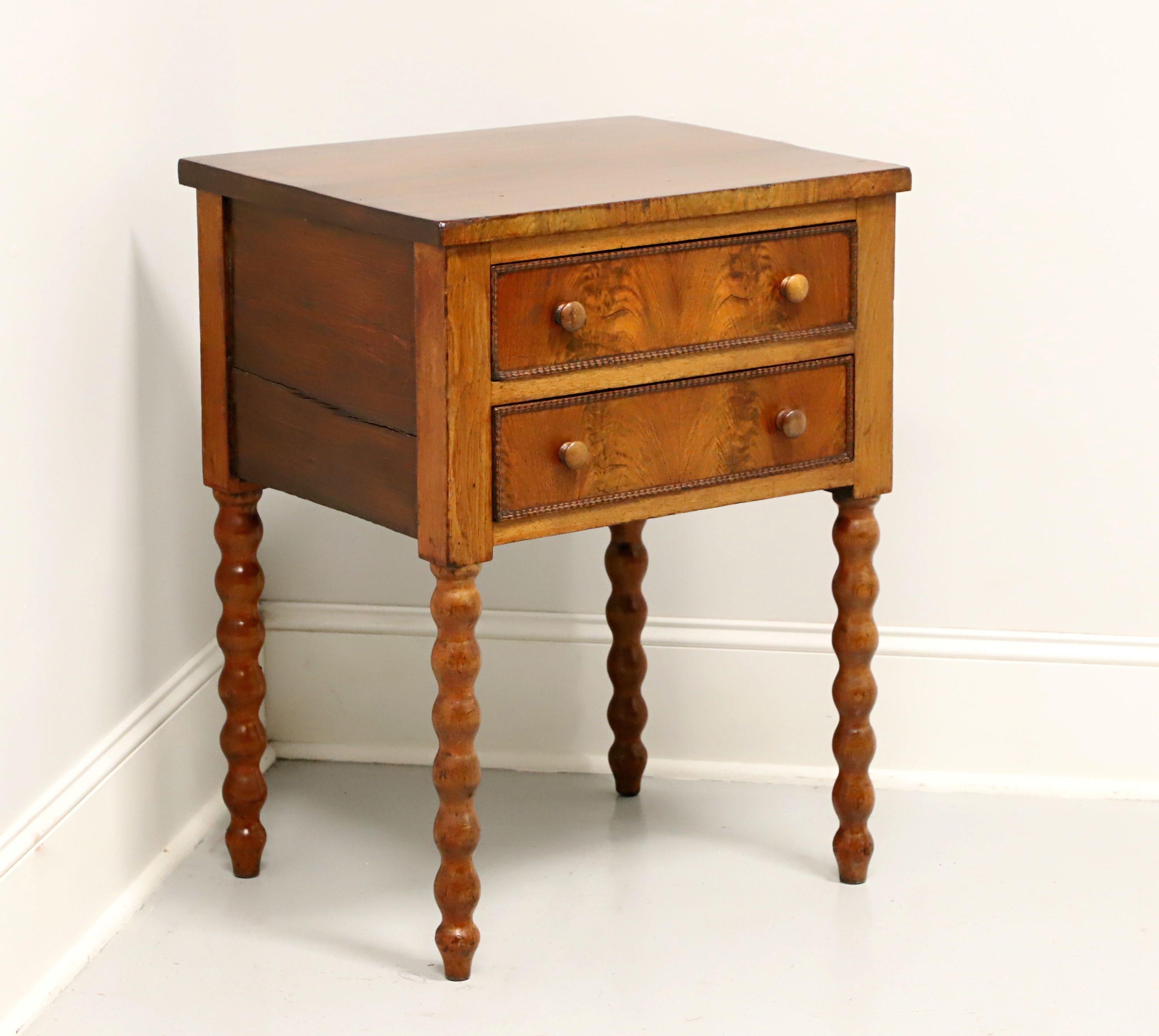 Antique 19th Century Walnut Two Drawer End Side Table with Bobbin Legs 5