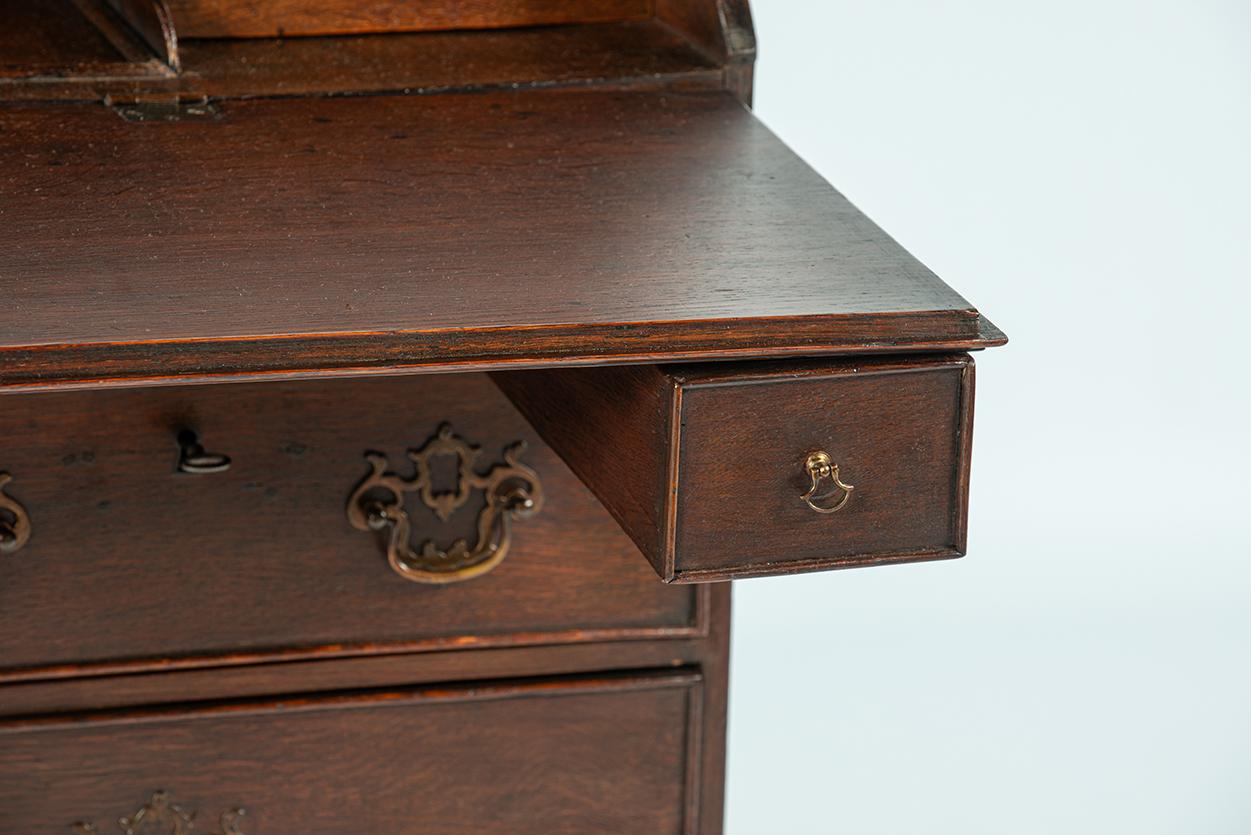 Antique 19th century warm brown English Oak Georgian  Slant-Front Desk For Sale 3