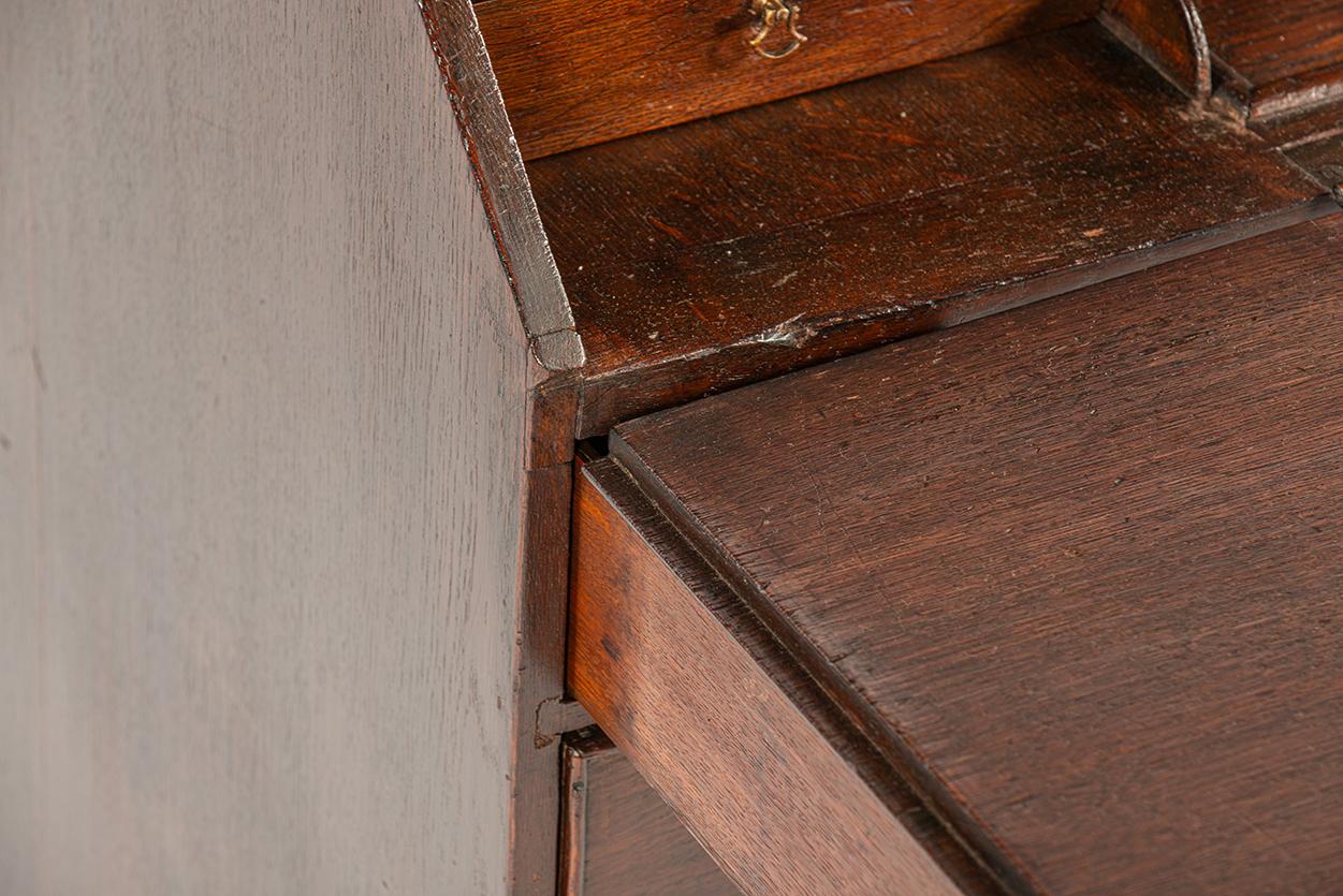 Antique 19th century warm brown English Oak Georgian  Slant-Front Desk For Sale 8
