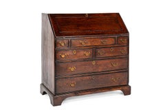 Antique 19th century warm brown English Oak Regency  Slant-Front Desk