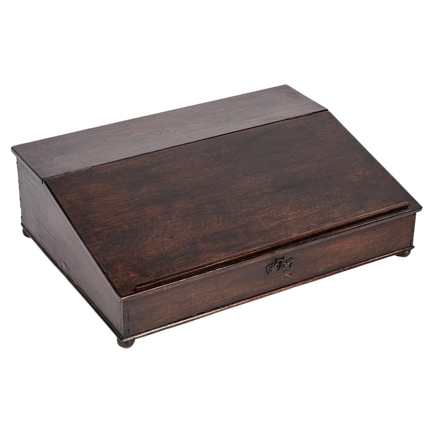 Antique 19th century warm brown oak Dutch Lectern or portable desk writing box