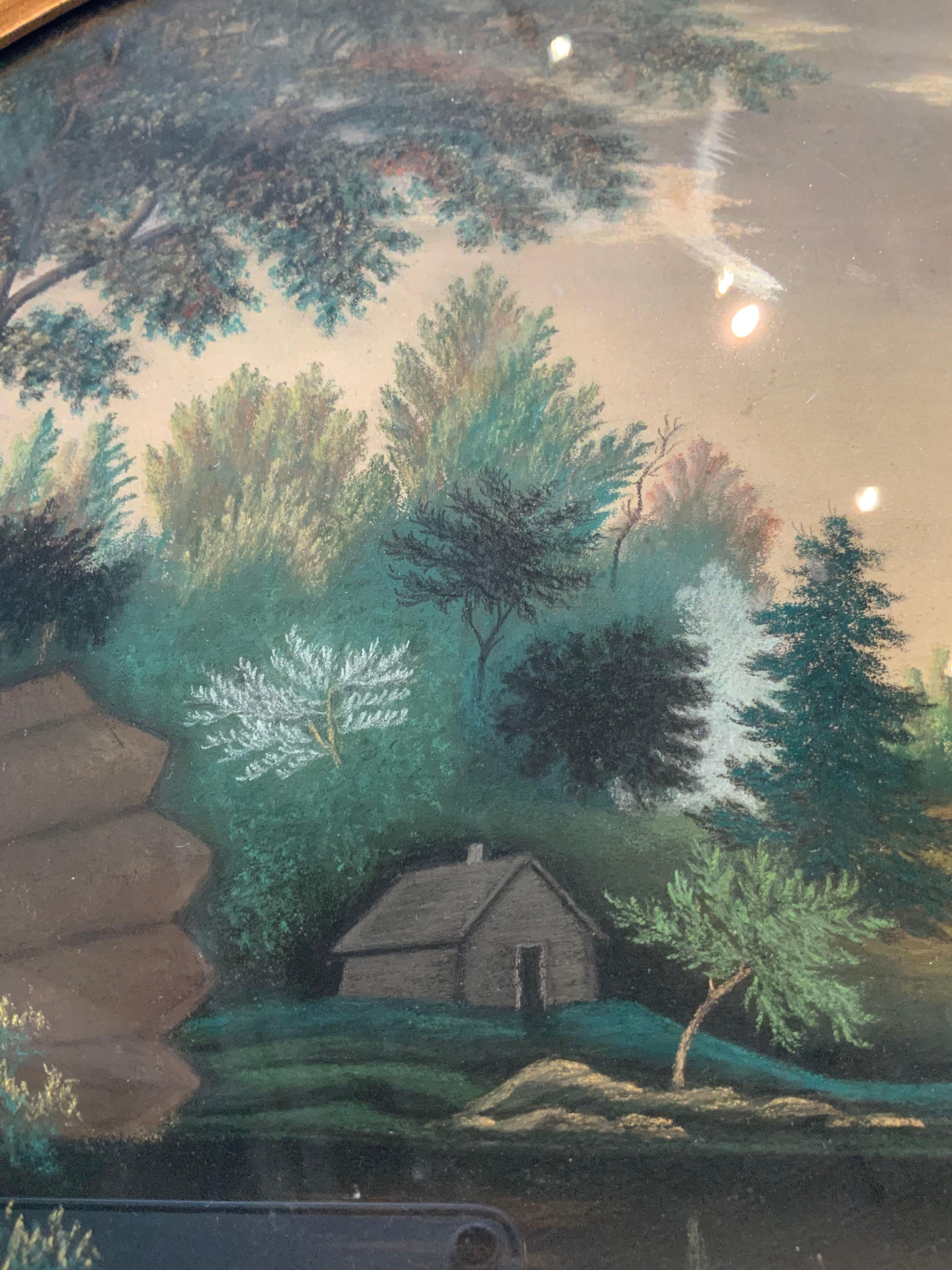Aquarelle ancienne du 19ème siècle sur papier de verre Bon état à Hudson, NY